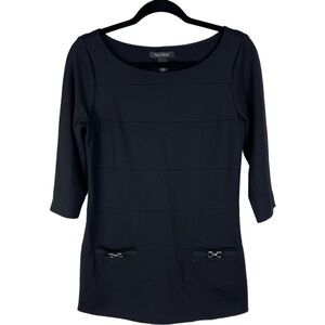 White House Black Market Black Women’s Tunic Top 3/4 sleeve round neck size S